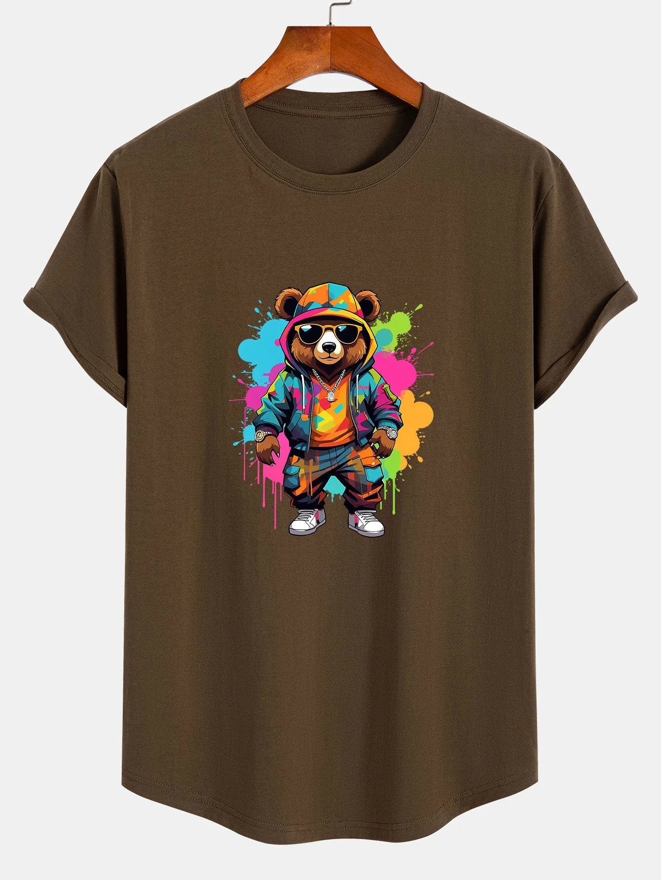 Bernard® | Graffiti Bear Print Cotton Arc Hem T-Shirt - Image 2