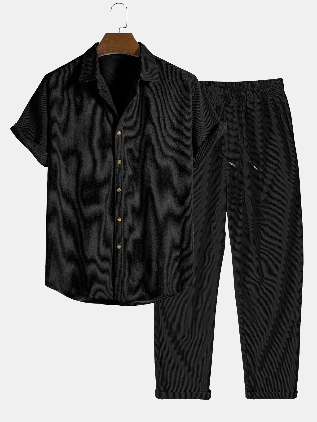 Bernardo® | Corduroy Button Up Short Sleeved Shirt & Straight Leg Corduroy Pants - Image 2