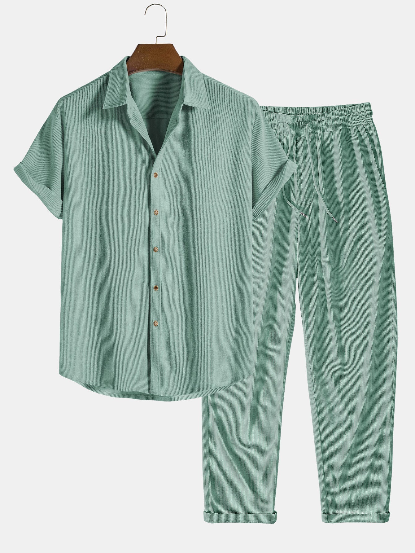 Bernardo® | Corduroy Button Up Short Sleeved Shirt & Straight Leg Corduroy Pants - Image 3