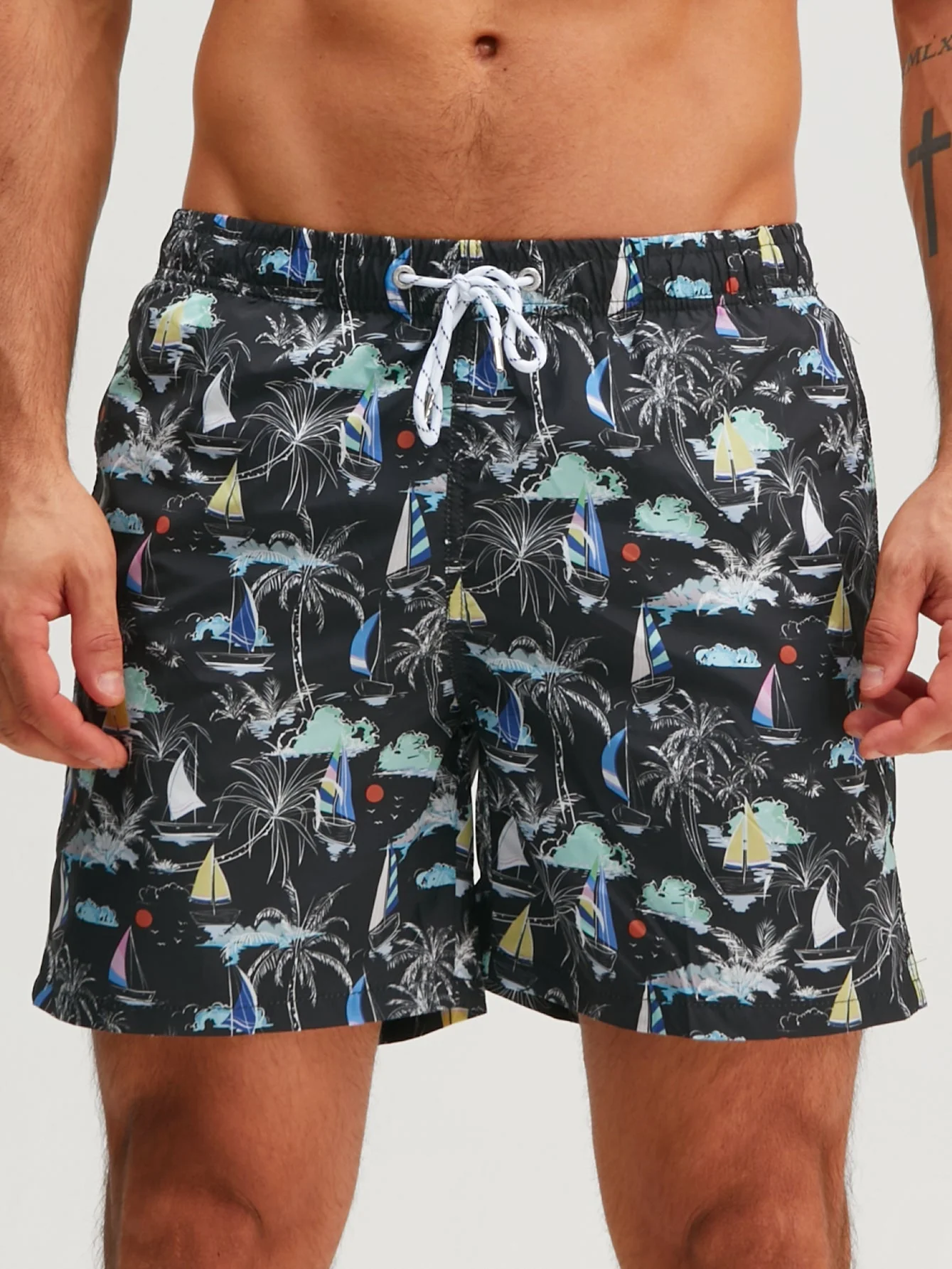 Bernardo® | Palm Tree Sailboat Print Swim Shorts - Image 8