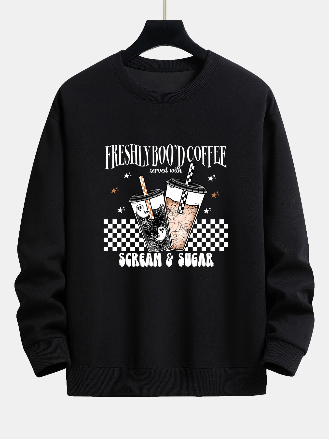 Bertrán® | Freshly Boo¡¯d Coffee Halloween Print Relax Fit Sweatshirt - Image 3