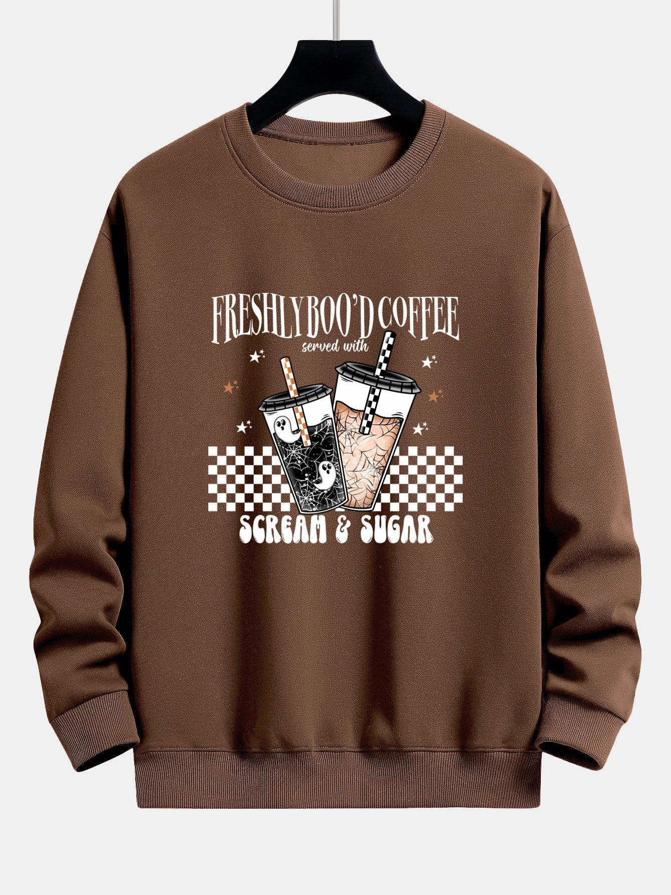 Bertrán® | Freshly Boo¡¯d Coffee Halloween Print Relax Fit Sweatshirt - Image 9