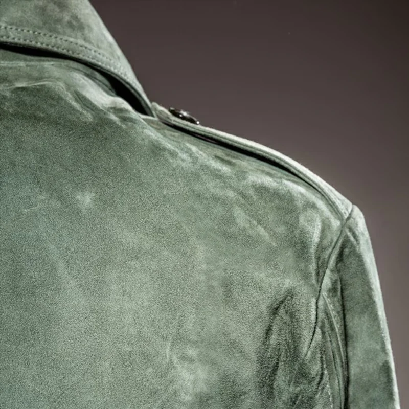 Besart® | Men's Retro Lapel Zipper Breast Pocket Suede Jacket 01953047Z - Image 11