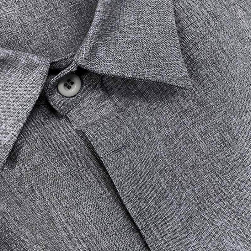 Bess® | Men's Solid Color Lapel Cotton Linen Short Sleeve Shirt 82339241X - Image 12
