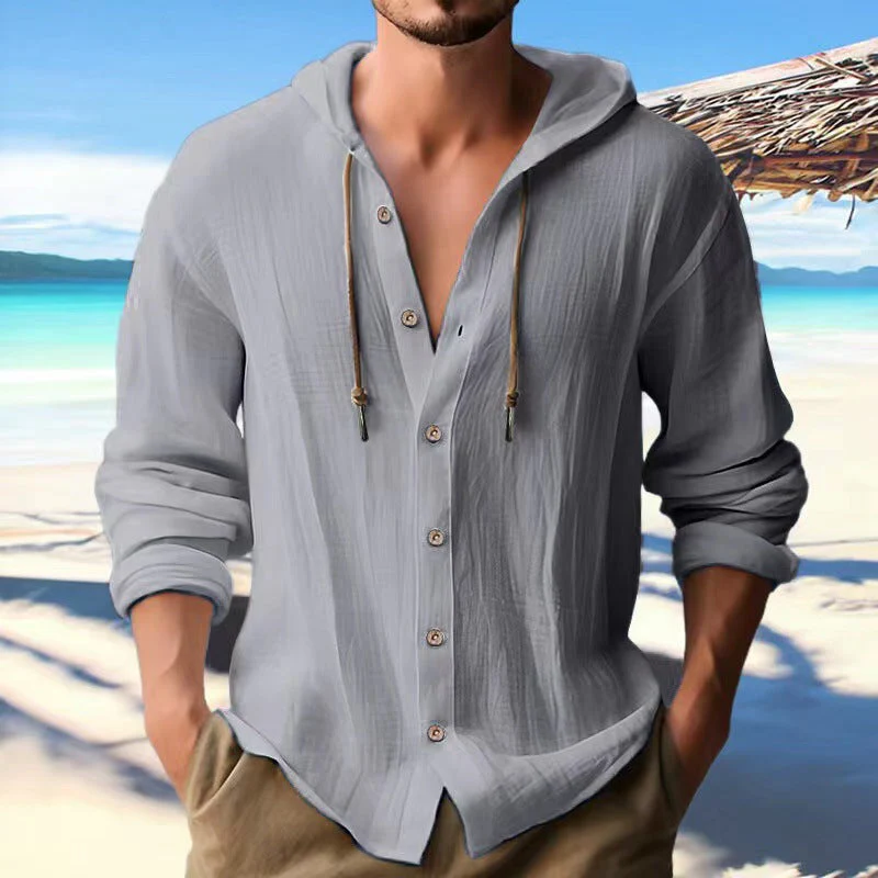 Bessy® | Men's Solid Color Single Breasted Long Sleeve Hoodie 00951247X - Image 4