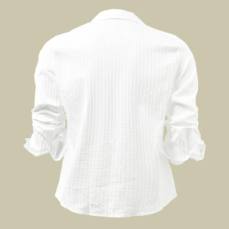 Best® | Men's Solid Color Striped Lapel Long Sleeve Shirt 94598700Z - Image 14