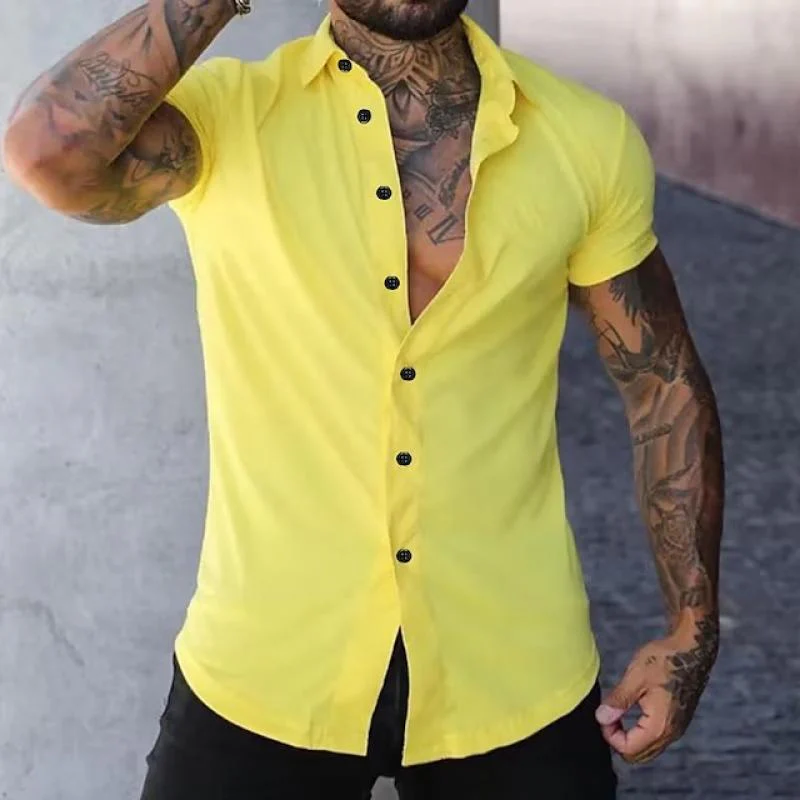 Bestla® | Men's Solid Lapel Short Sleeve Sports Fitness Shirt 23811118Z - Image 11