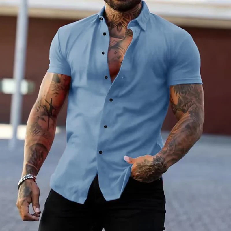 Bestla® | Men's Solid Lapel Short Sleeve Sports Fitness Shirt 23811118Z - Image 7