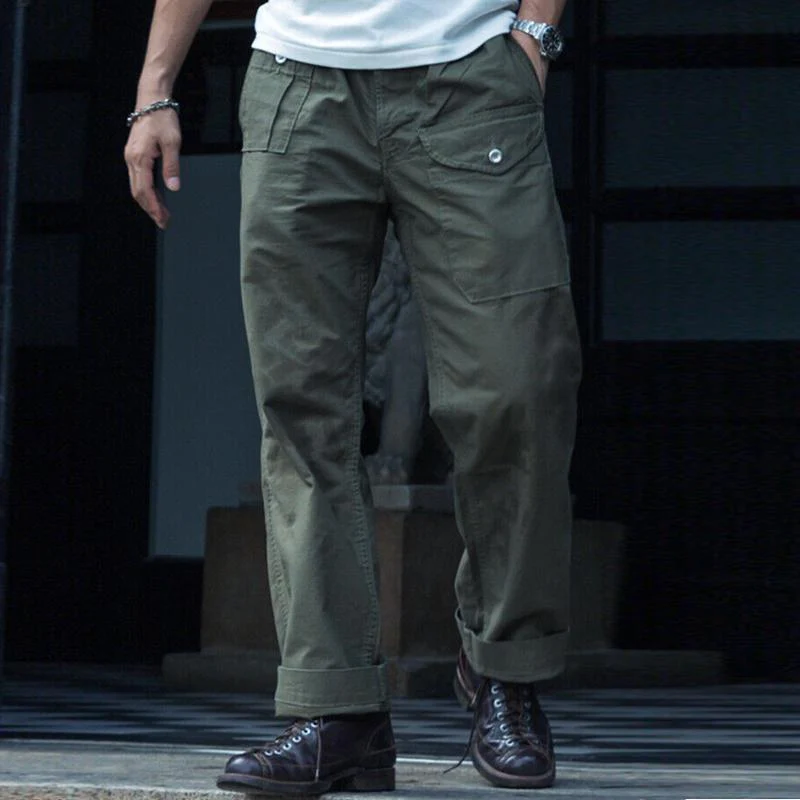 Bettin® | Men's Vintage Solid Multi Pocket Cargo Straight Leg Pants 98385976Y - Image 3