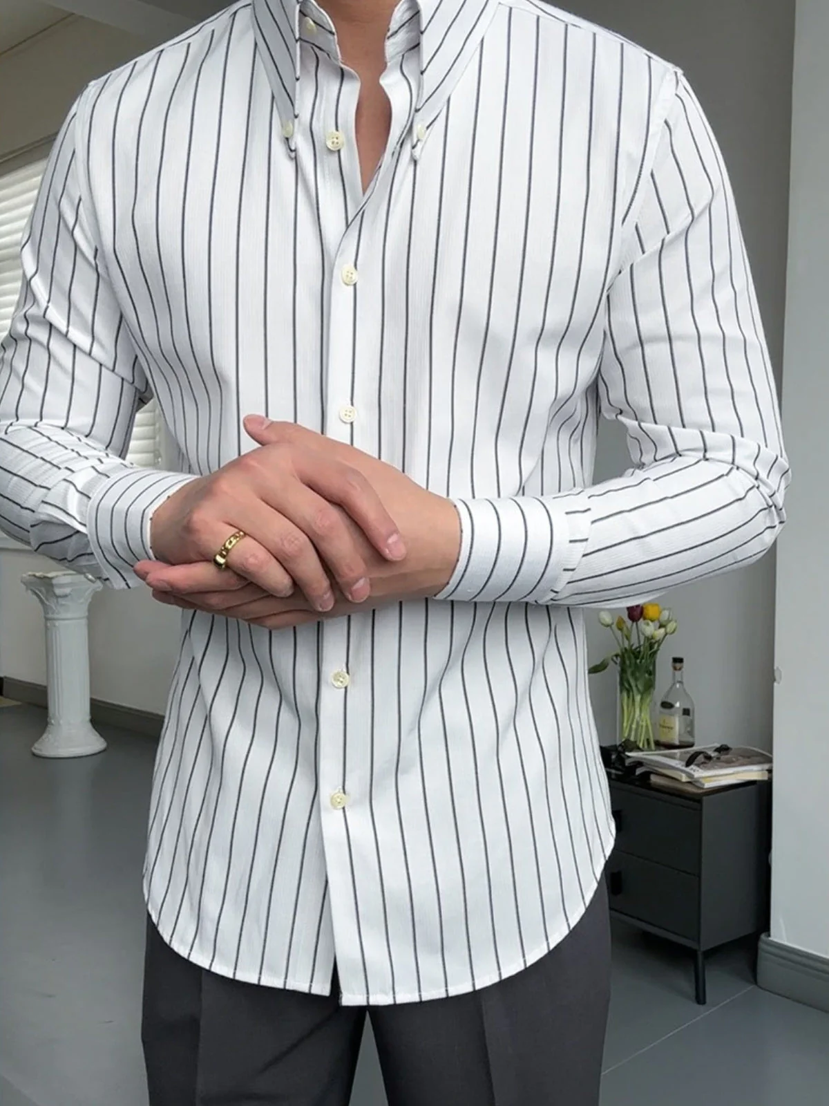 BhojĀ® | MV Retro Italian Striped Slim Shirt - Image 10