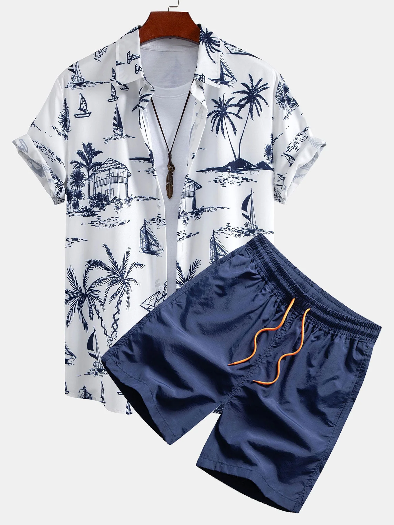 BillĀ® | Island Sailing Print Button Up Shirt & Swim Shorts