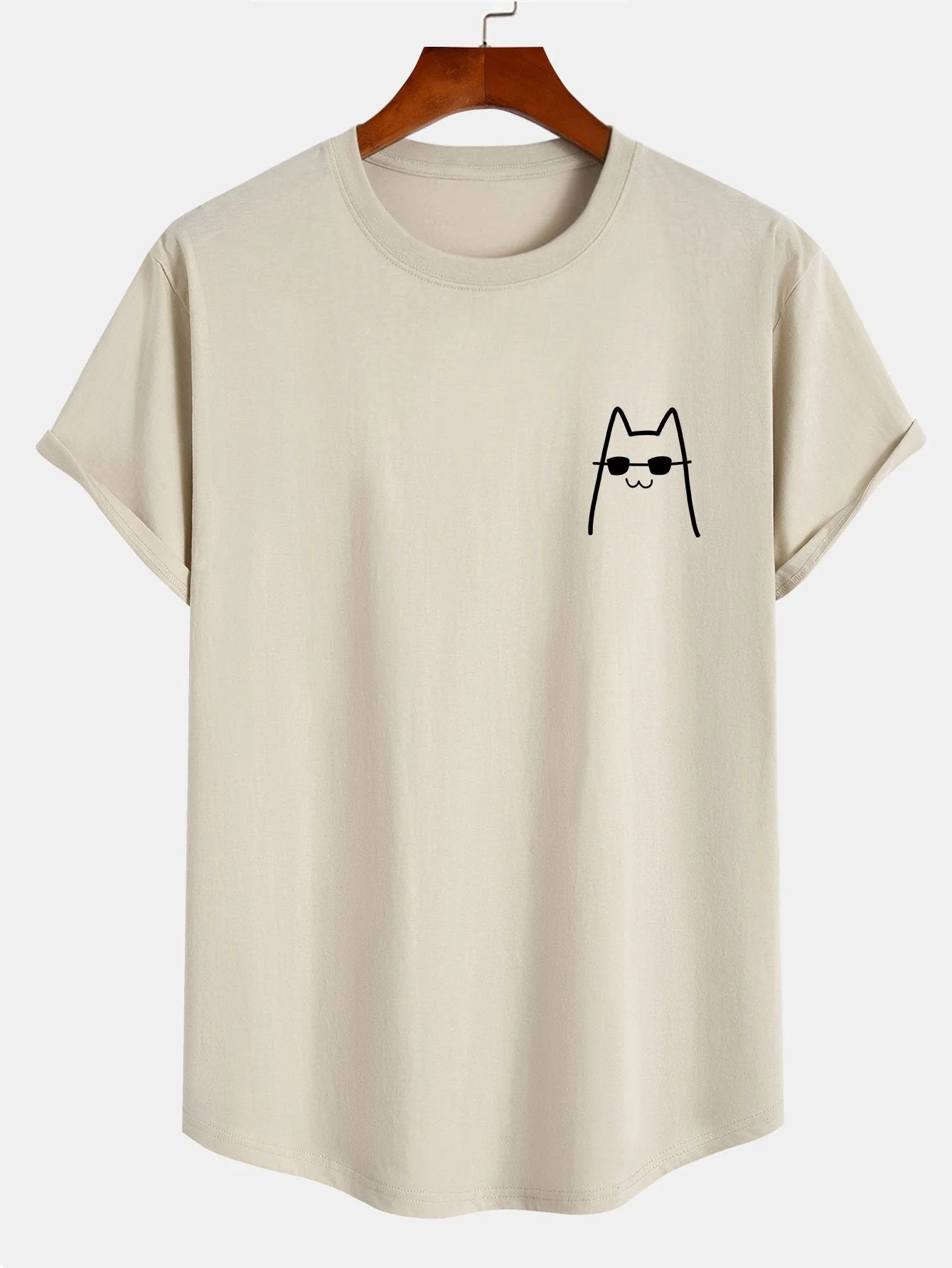 Billy® | Cat With Sunglasses Print Cotton Arc Hem T-Shirt