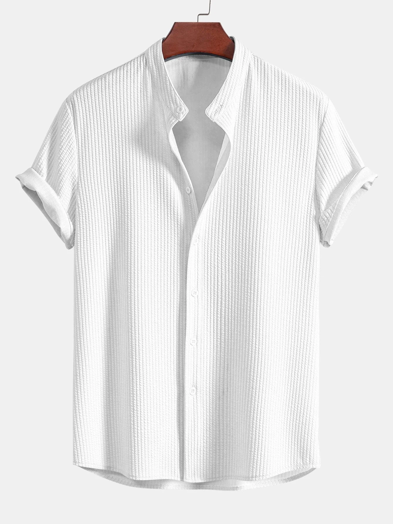 Billy® | Muscle Fit Ribbed Stand Collar Shirt - Image 3
