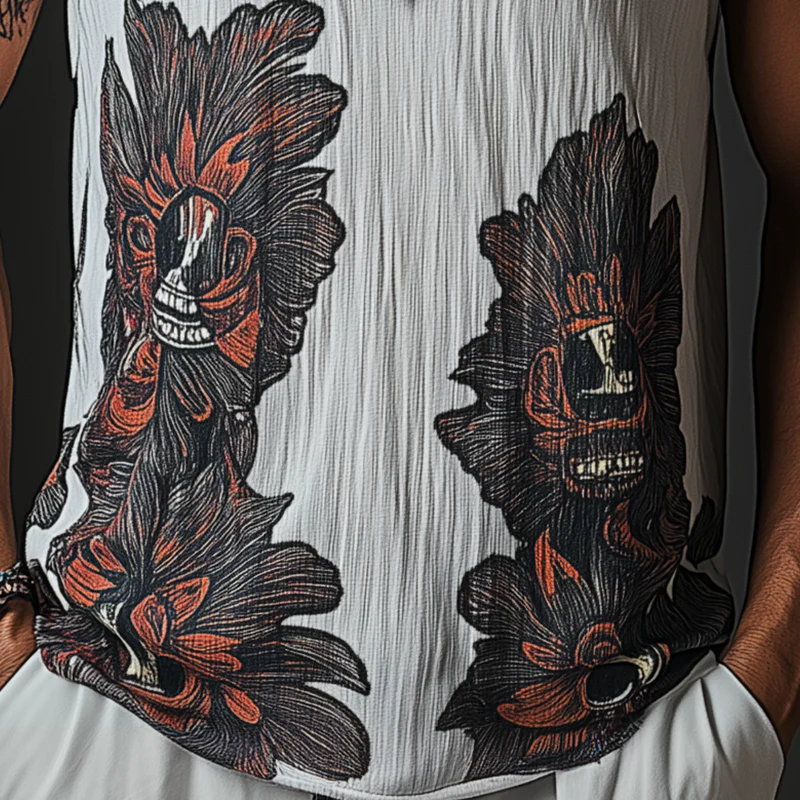 Bing | Men'S Summer Fashion Printed Bubble Wrinkle Fabric Tank Top - Image 3