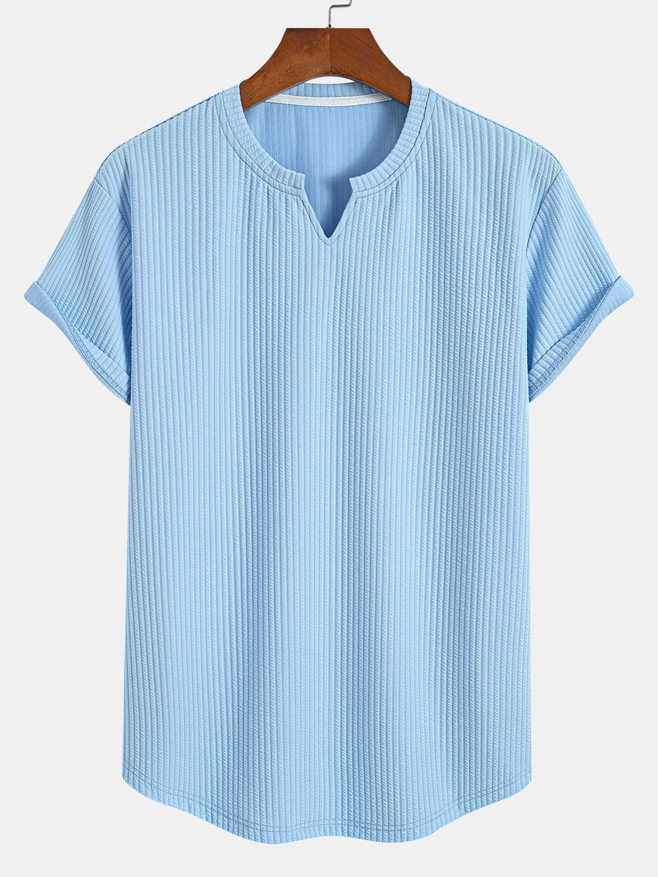 BobĀ® | Muscle Fit Notch Ribbed Arc Hem T-Shirt