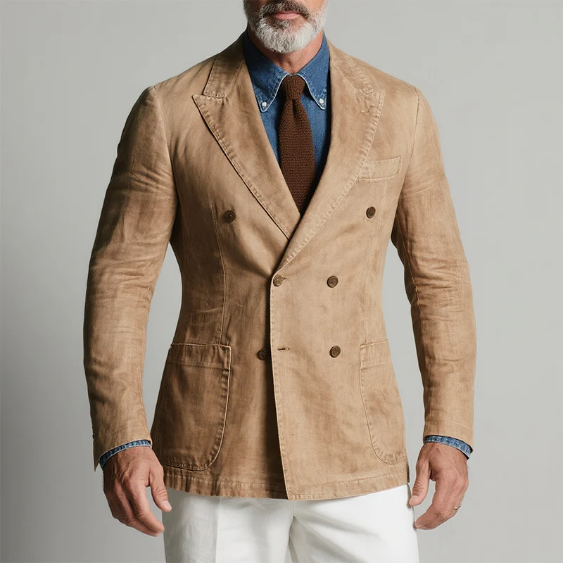 Bob | Men'S Retro Casual Washed Double Breasted Blazer - Image 2