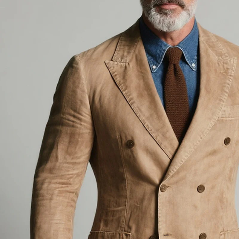 Bob | Men'S Retro Casual Washed Double Breasted Blazer - Image 3