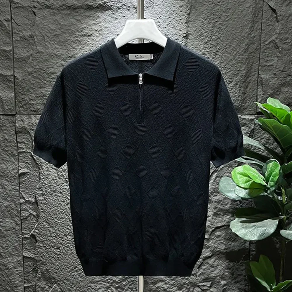 Boden® | Checked Men's Polo With Zipper - Image 3