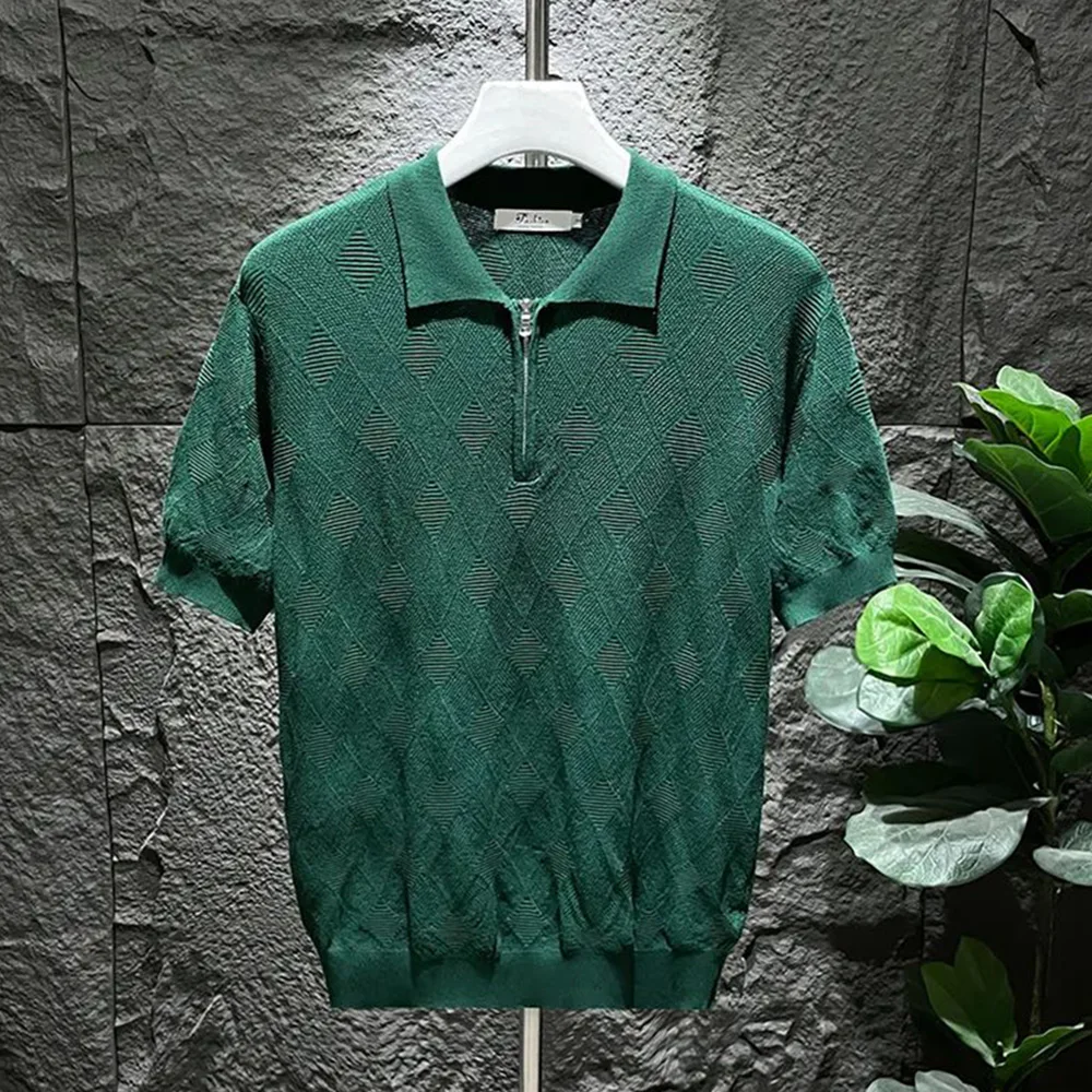 Boden® | Checked Men's Polo With Zipper - Image 4