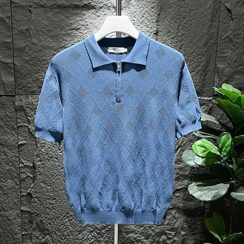 Boden® | Checked Men's Polo With Zipper - Image 6