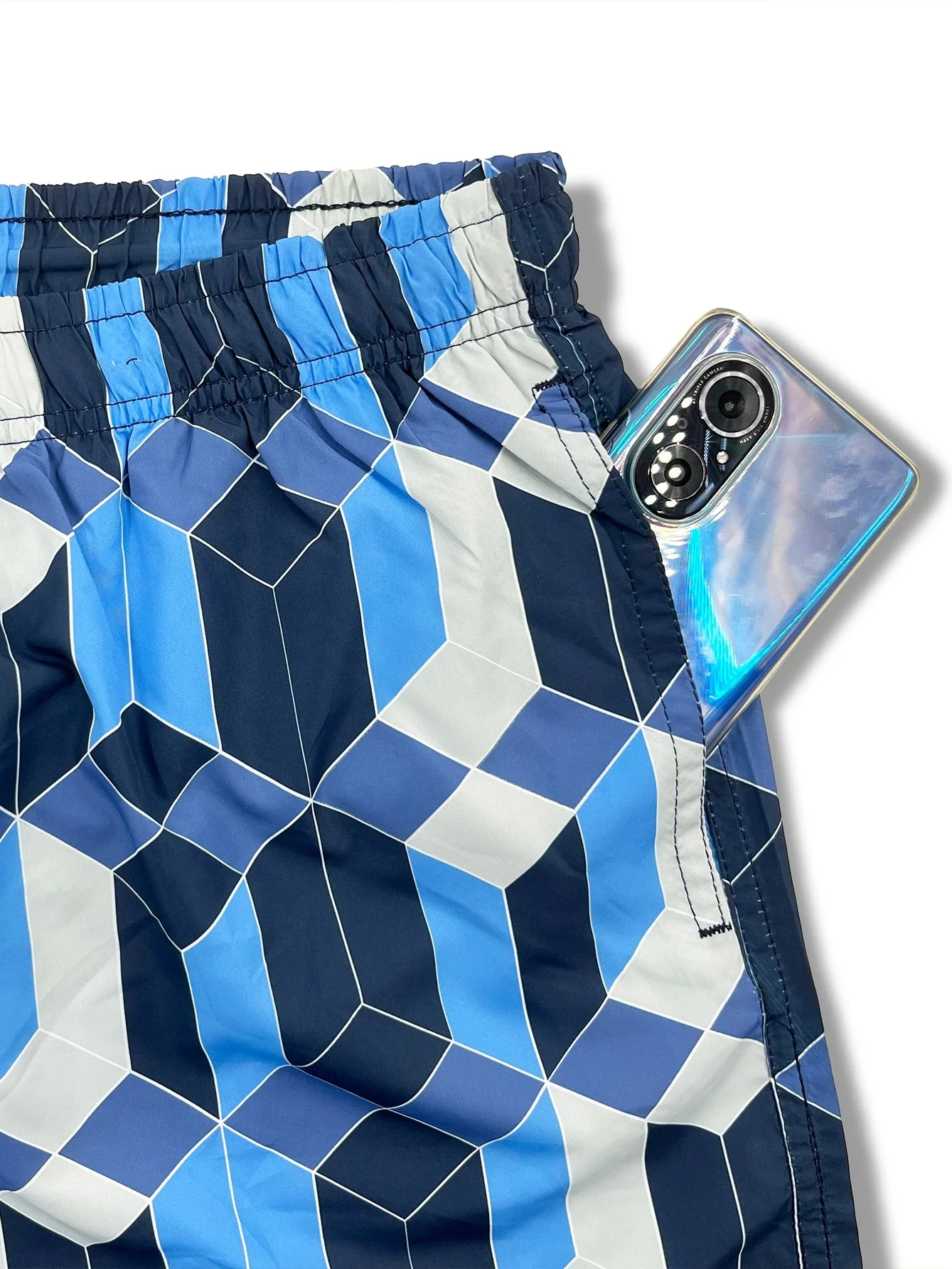 Borja® | Geometric Color Block Print Swim Shorts - Image 8