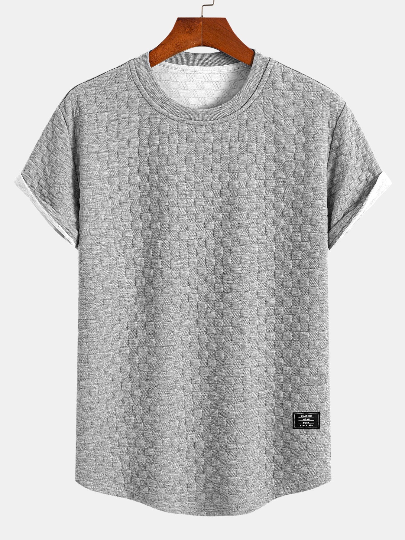 Bradley® | Checkerboard Jacquard Arc Hem T-Shirt - Image 5