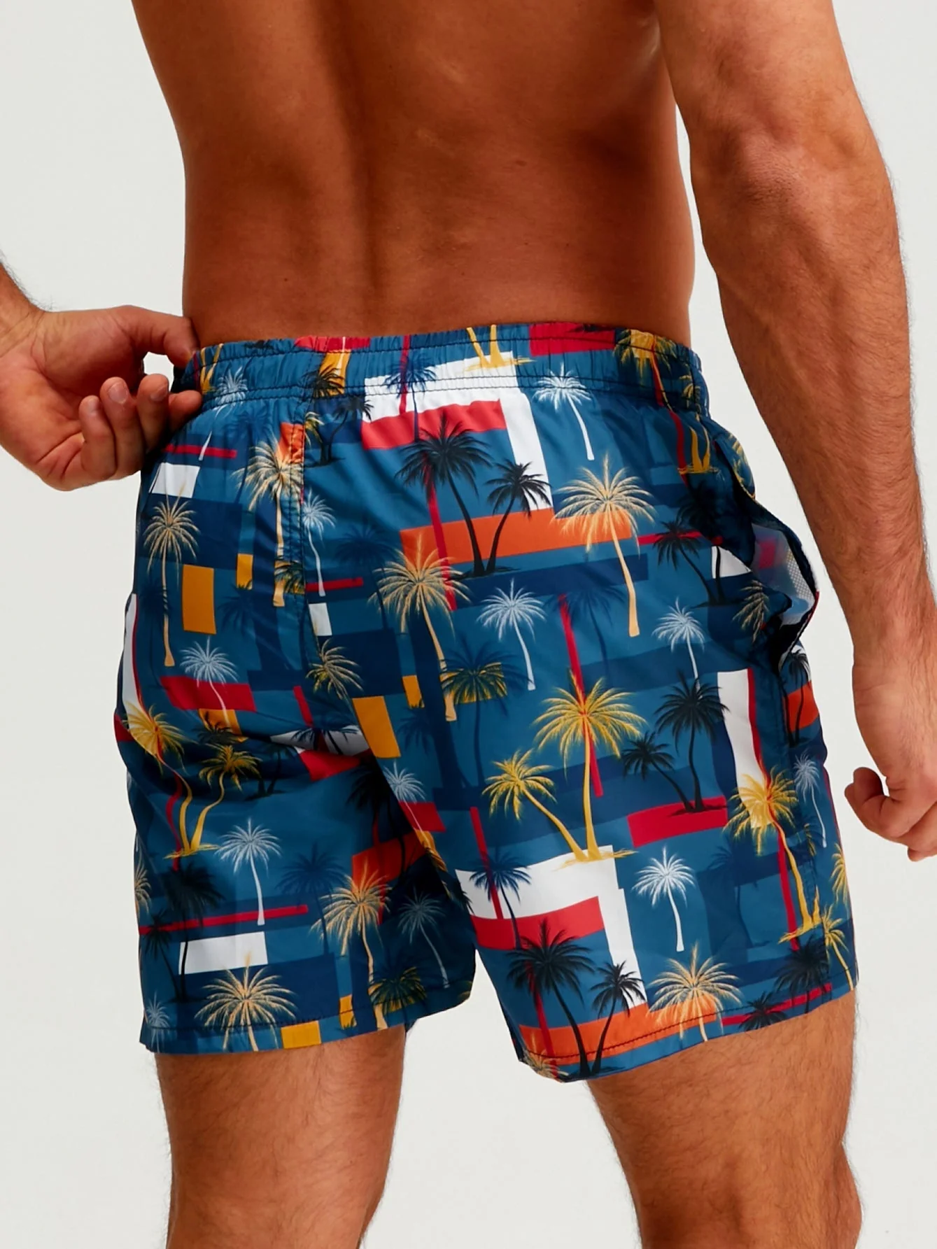 Bráulio® | Palm Tree Color Block Print Swim Shorts - Image 5