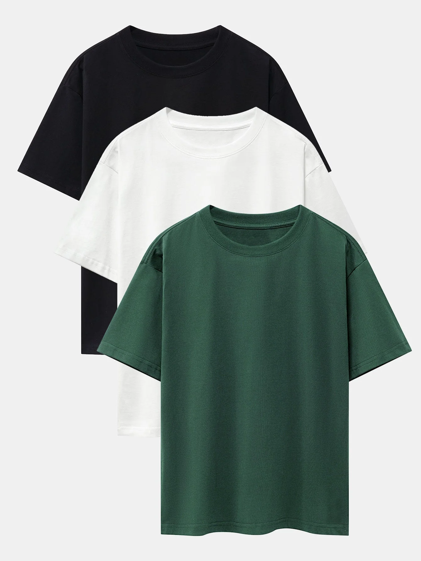 Brendan® | 3 Pieces Basic Heavy Weight Drop Shoulder Oversize T-Shirts - Image 2