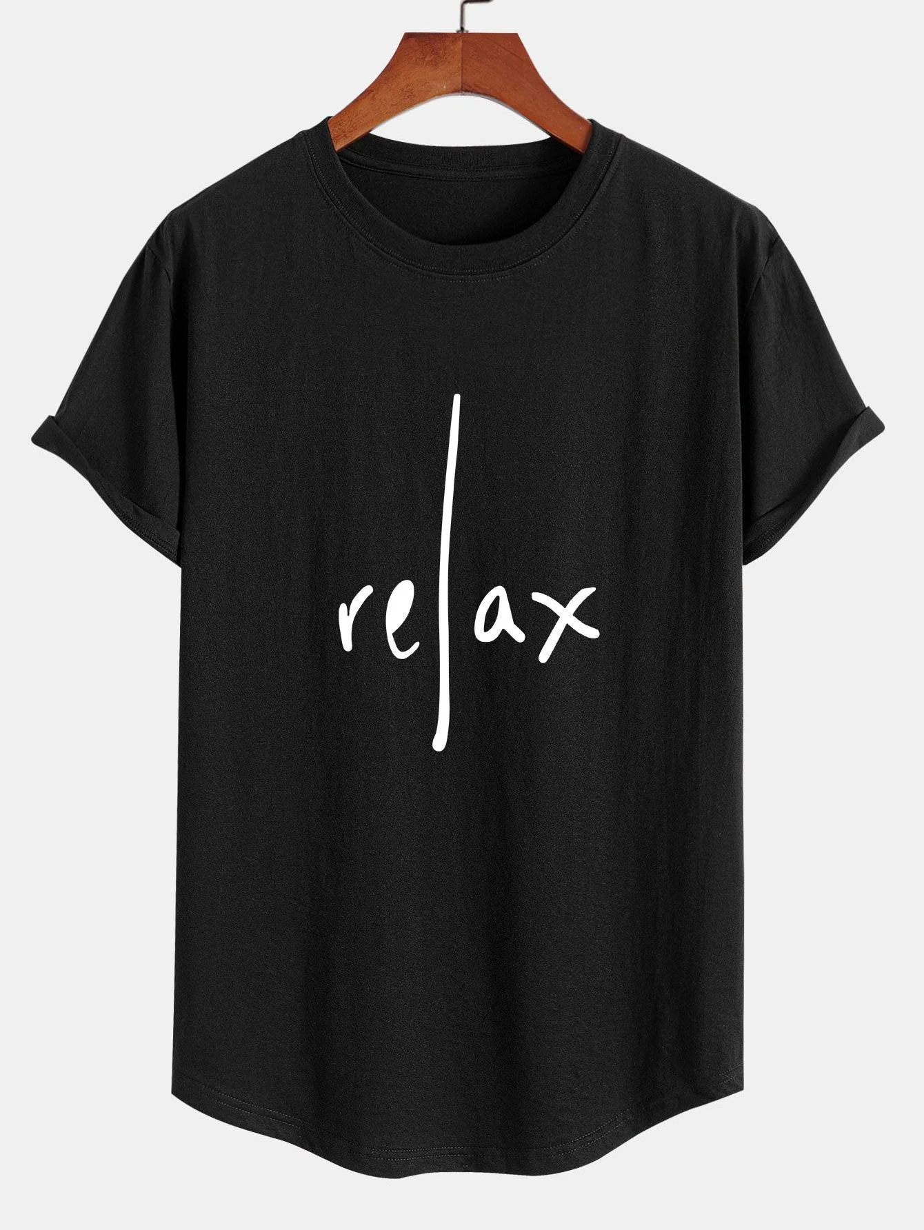 Brent® | Relax Print Cotton Arc Hem T-Shirt - Image 2