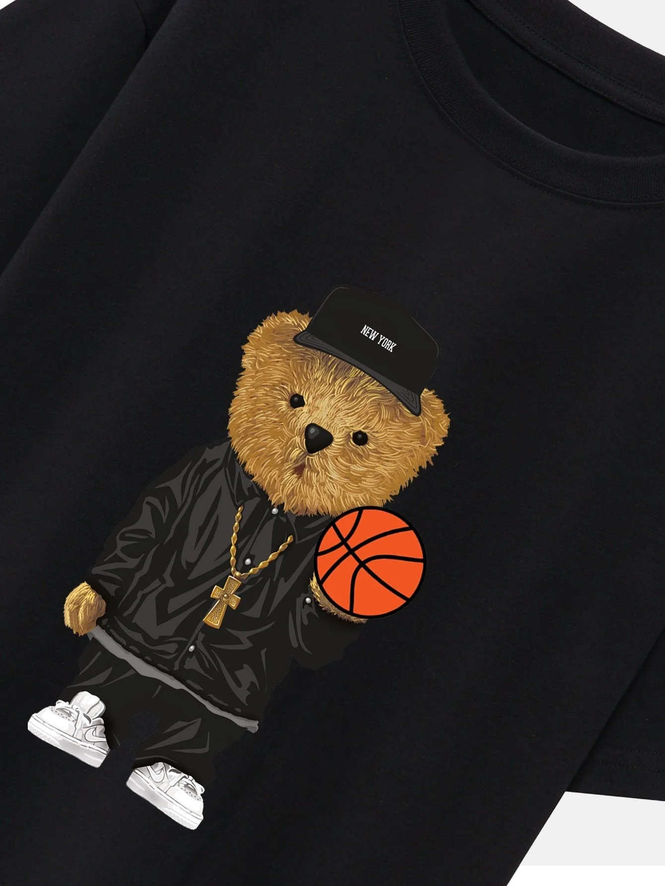 Brian® | Basketball Bear Print Drop Shoulder Oversize T-Shirt - Image 2