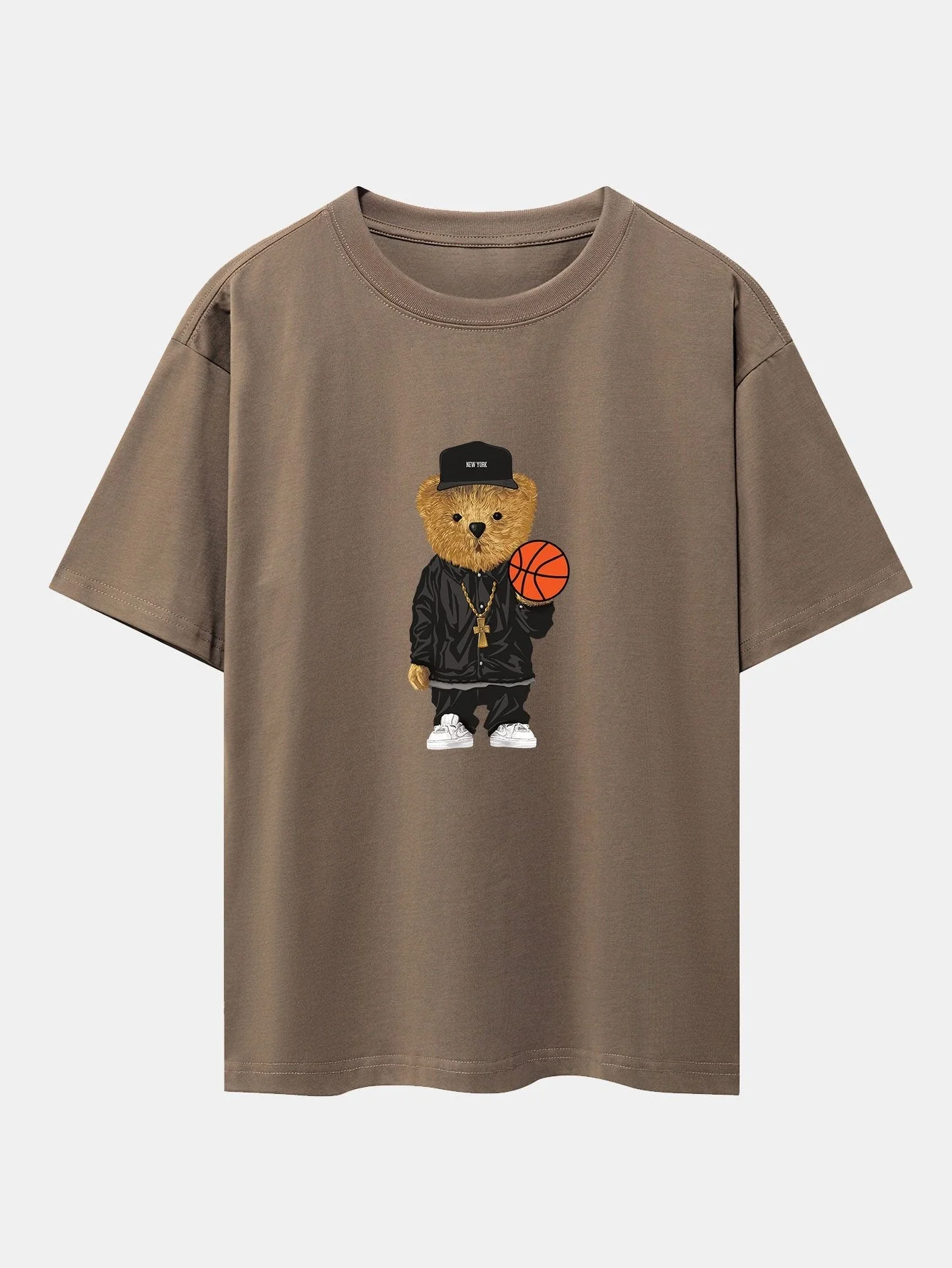 Brian® | Basketball Bear Print Drop Shoulder Oversize T-Shirt - Image 6