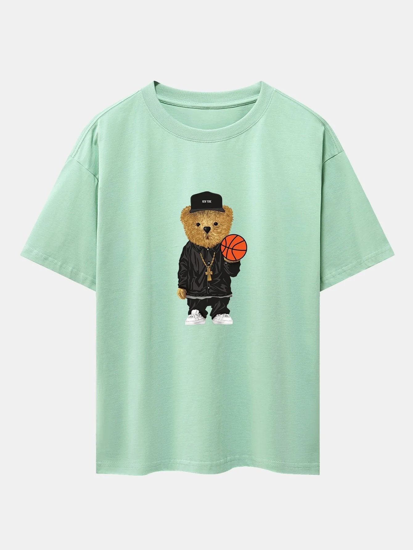 Brian® | Basketball Bear Print Drop Shoulder Oversize T-Shirt - Image 8