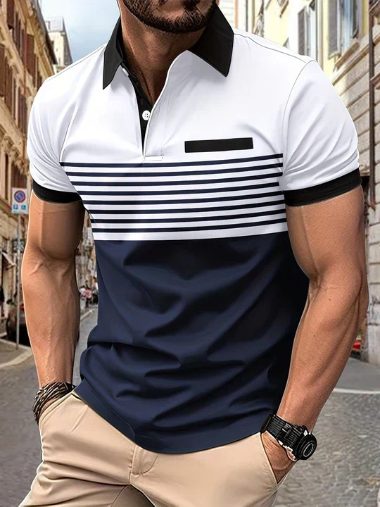 Brian® | Stripe Summer Polo For Men - Image 3