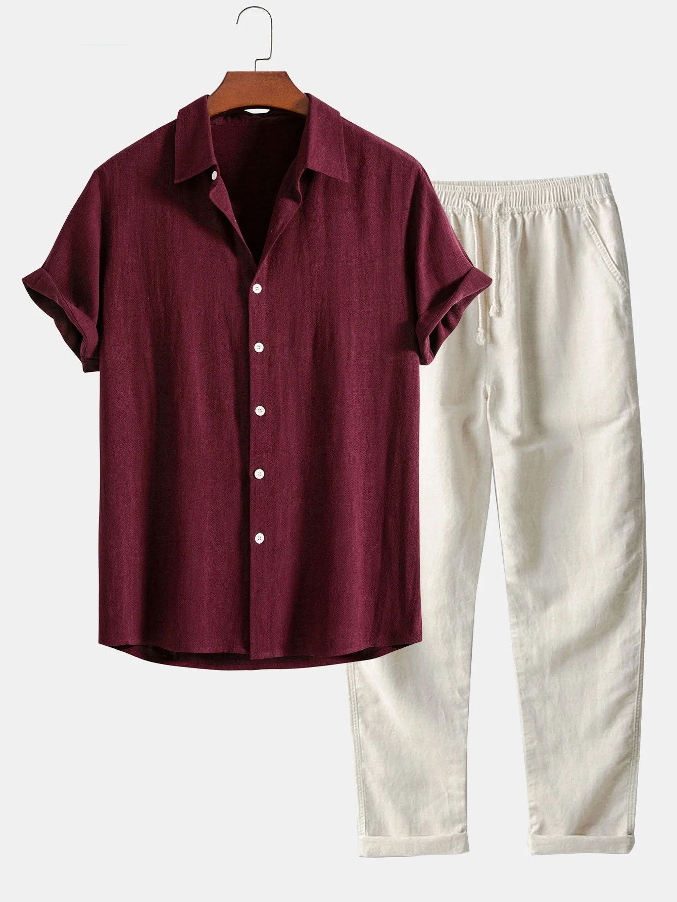 Bruce® | Linen Rayon Blend Button Up Shirt & Straight Leg Linen Pants - Image 7