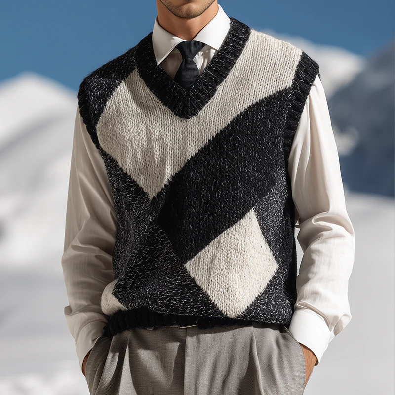 Bruce | Men'S Retro Casual Geometric Knitted Pullover Vest - Image 2