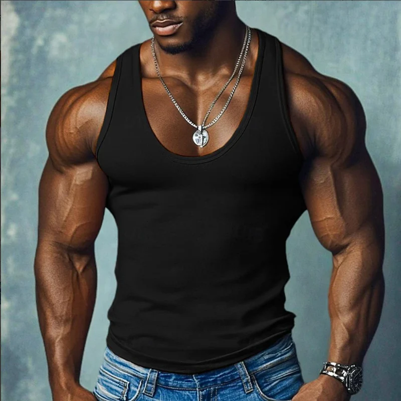 Bruce | Men'S Solid Color Slim Fit Round Neck Sports Tank Top - Image 2