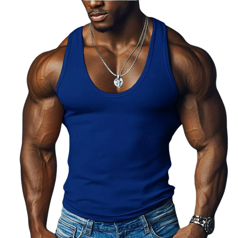 Bruce | Men'S Solid Color Slim Fit Round Neck Sports Tank Top - Image 3