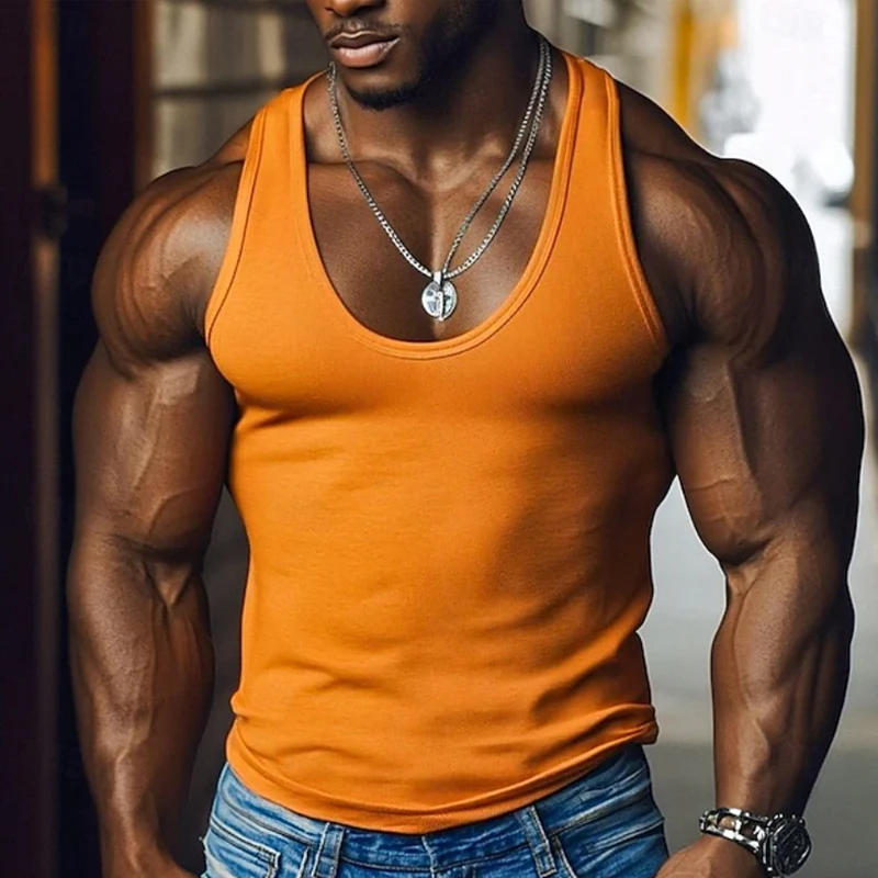 Bruce | Men'S Solid Color Slim Fit Round Neck Sports Tank Top - Image 5