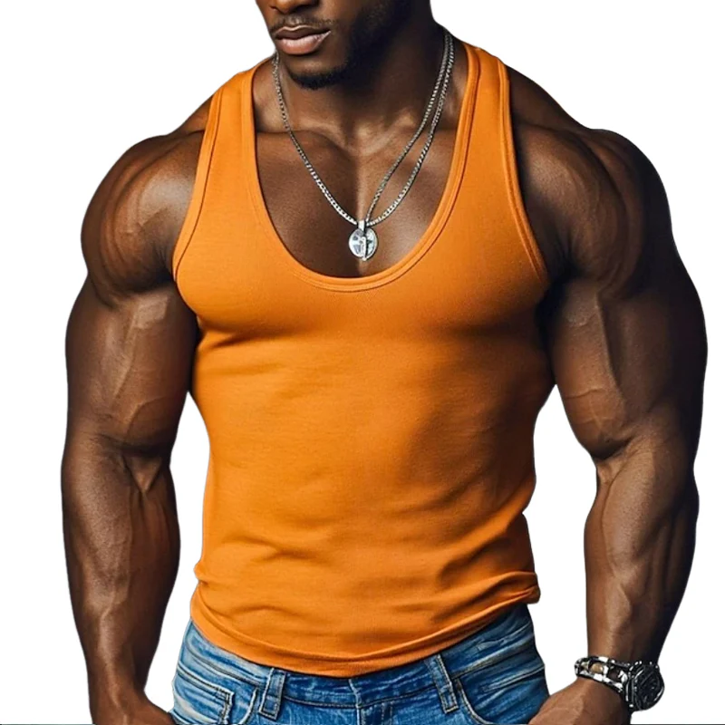 Bruce | Men'S Solid Color Slim Fit Round Neck Sports Tank Top - Image 6