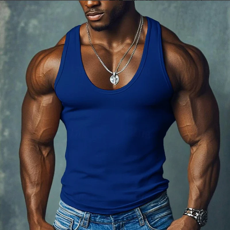 Bruce | Men'S Solid Color Slim Fit Round Neck Sports Tank Top - Image 7