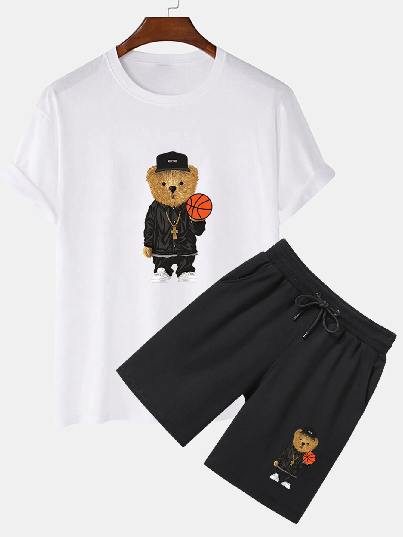 Bruno® | Basketball Bear Print T-Shirt & Shorts - Image 2