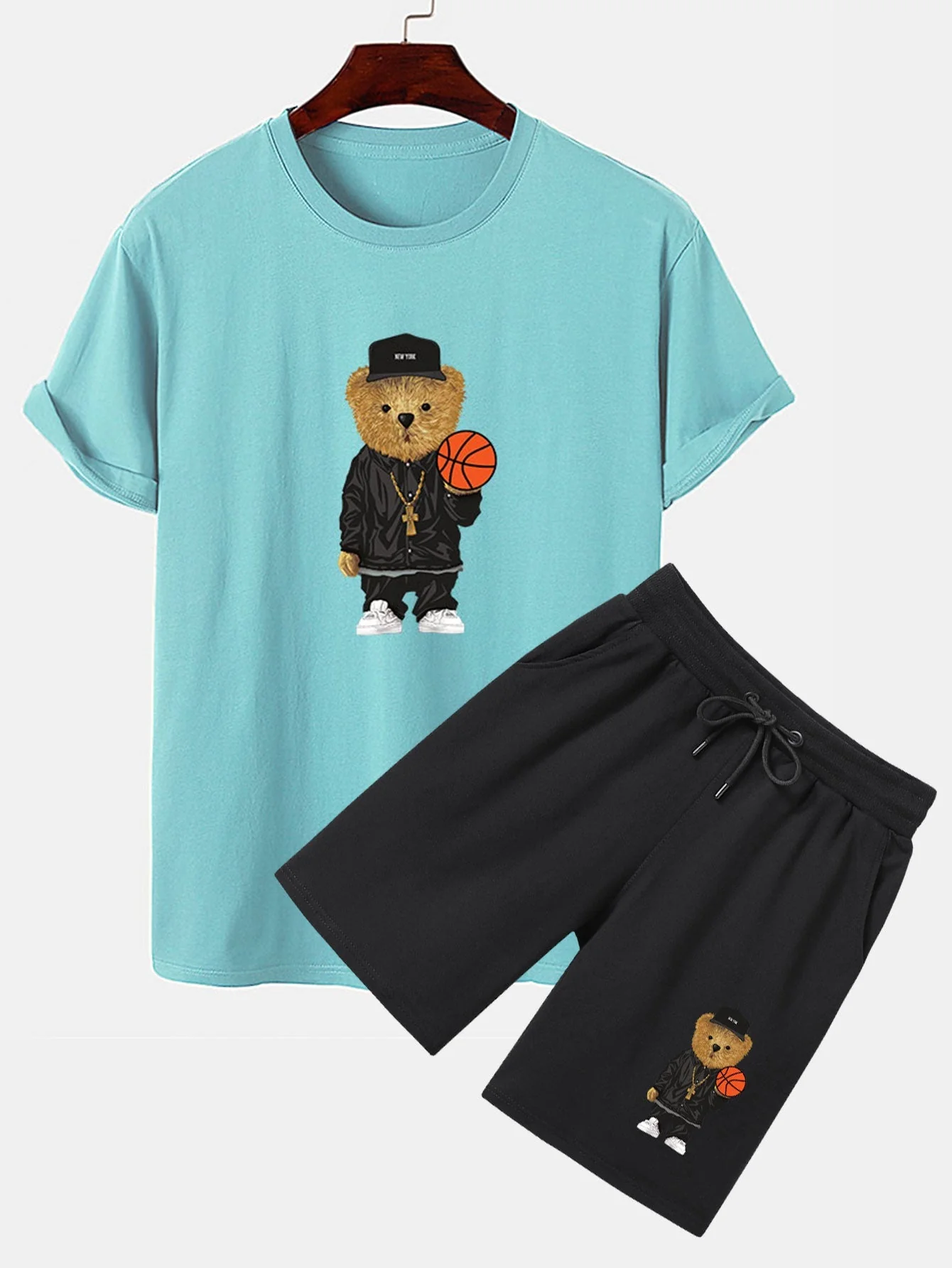 Bruno® | Basketball Bear Print T-Shirt & Shorts - Image 3