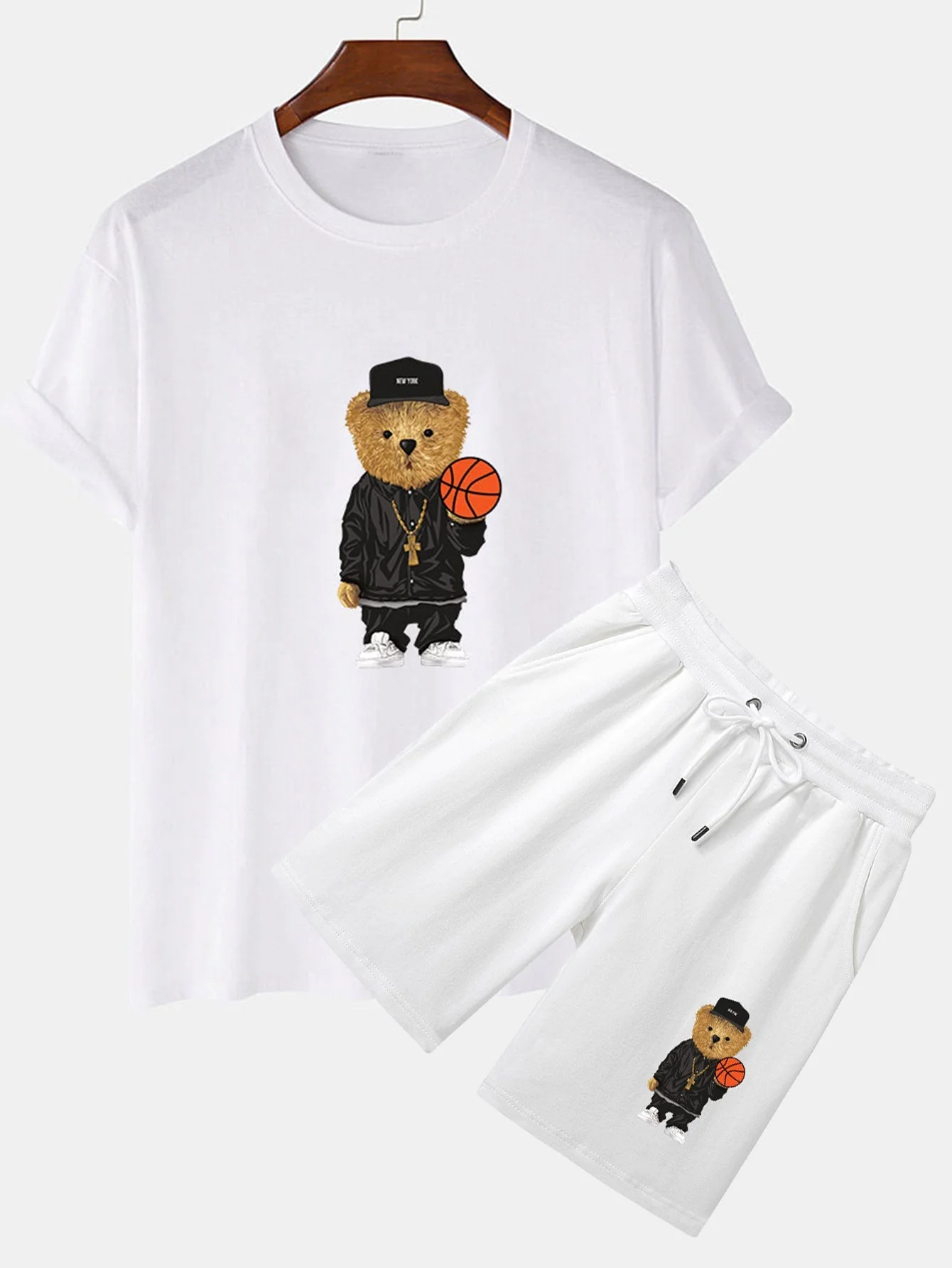 Bruno® | Basketball Bear Print T-Shirt & Shorts - Image 5