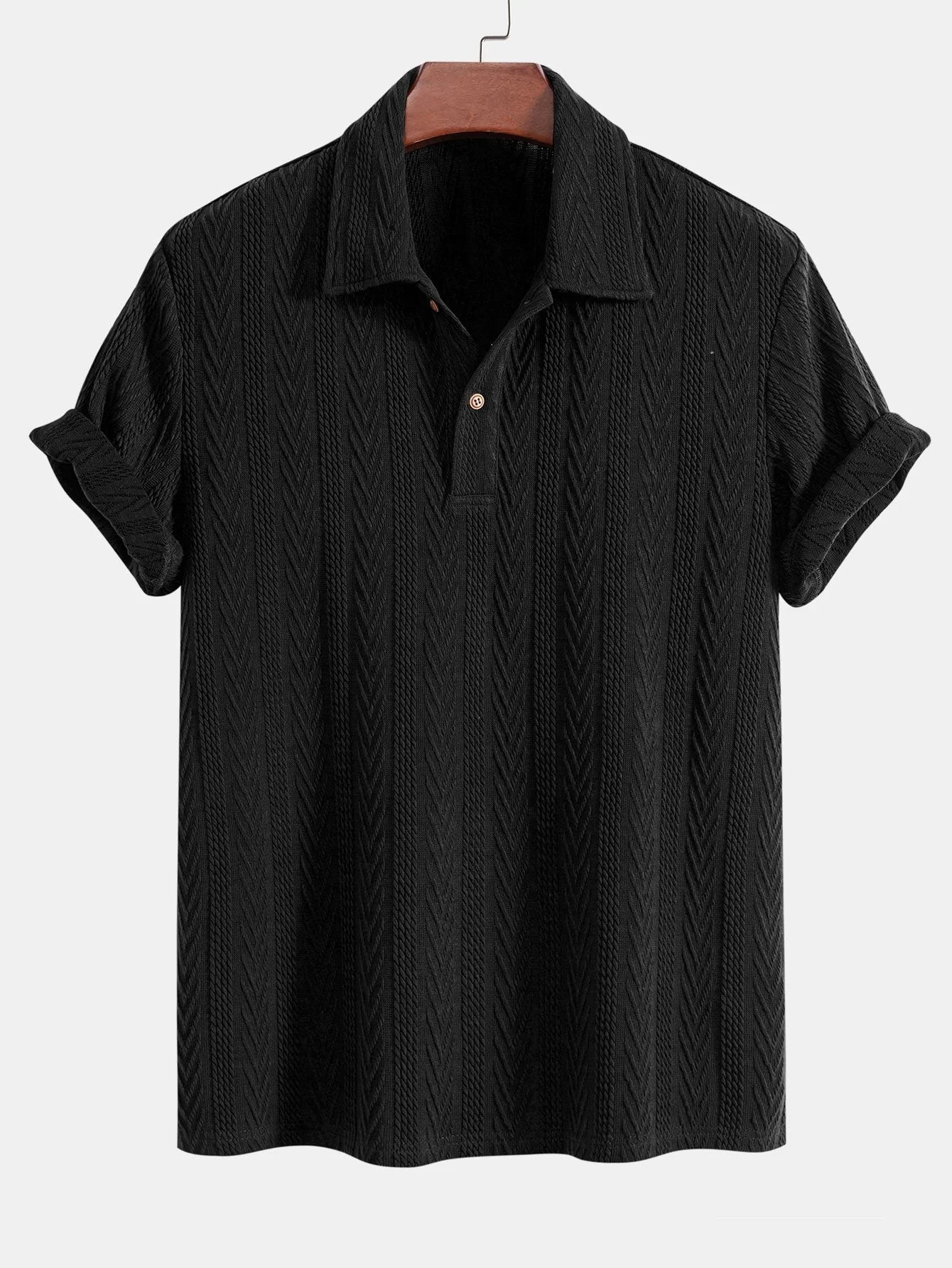 Bruno® | Knitted Geometric Jacquard Polo Shirt - Image 5