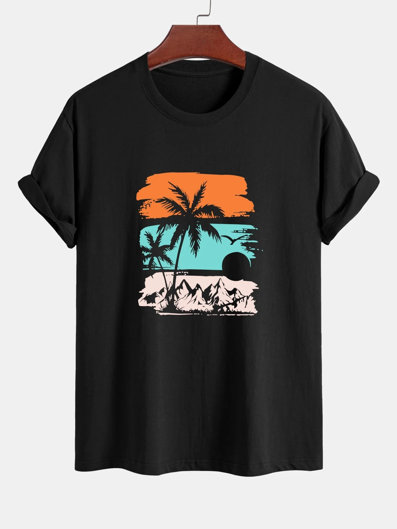 Bruno® | Palm Tree Silhouette Print Cotton T-Shirt & Swim Shorts - Image 3
