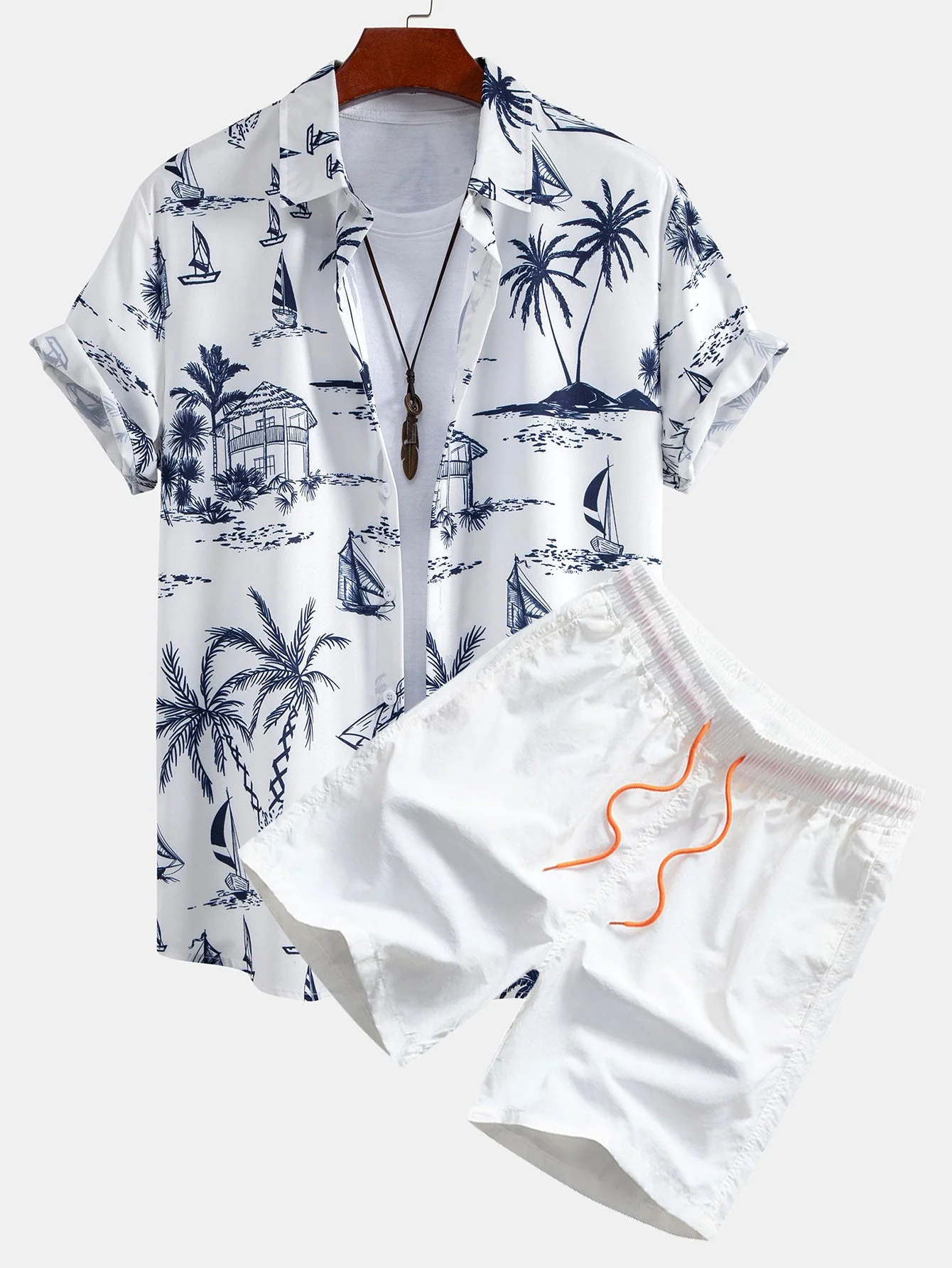 Bryan® | Island Sailing Print Button Up Shirt & Swim Shorts - Image 3