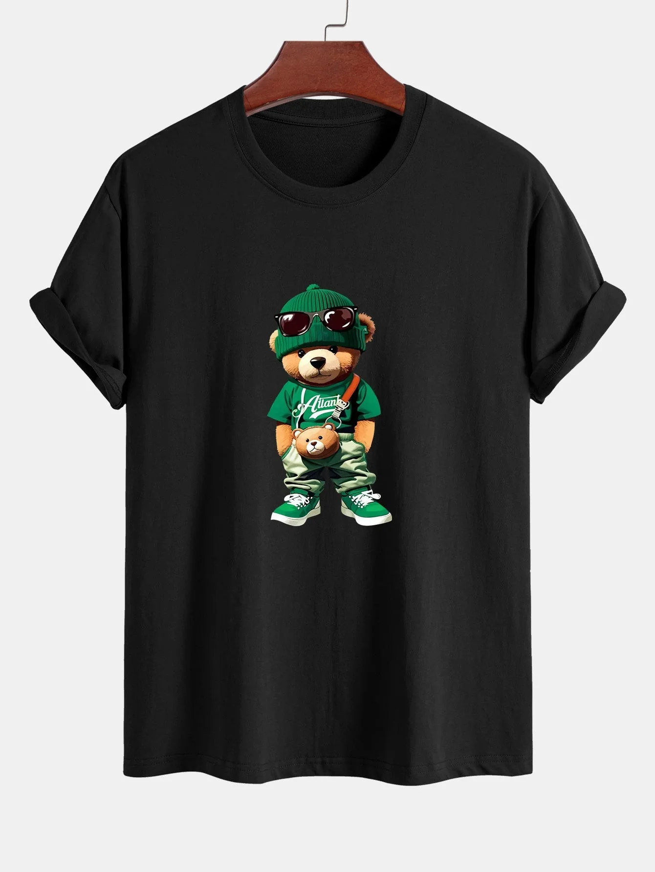 Buenaventura® | Trendy Bear Print Cotton T-Shirt & Drawstring Corduroy Shorts - Image 4