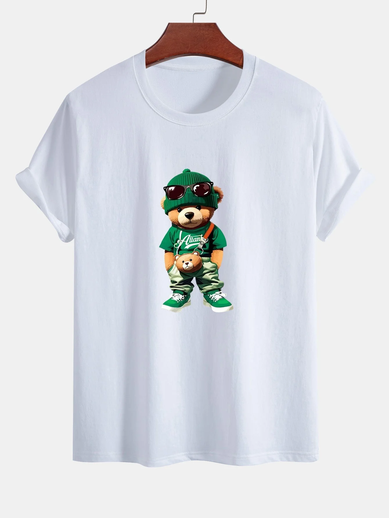Buenaventura® | Trendy Bear Print Cotton T-Shirt & Drawstring Corduroy Shorts - Image 5