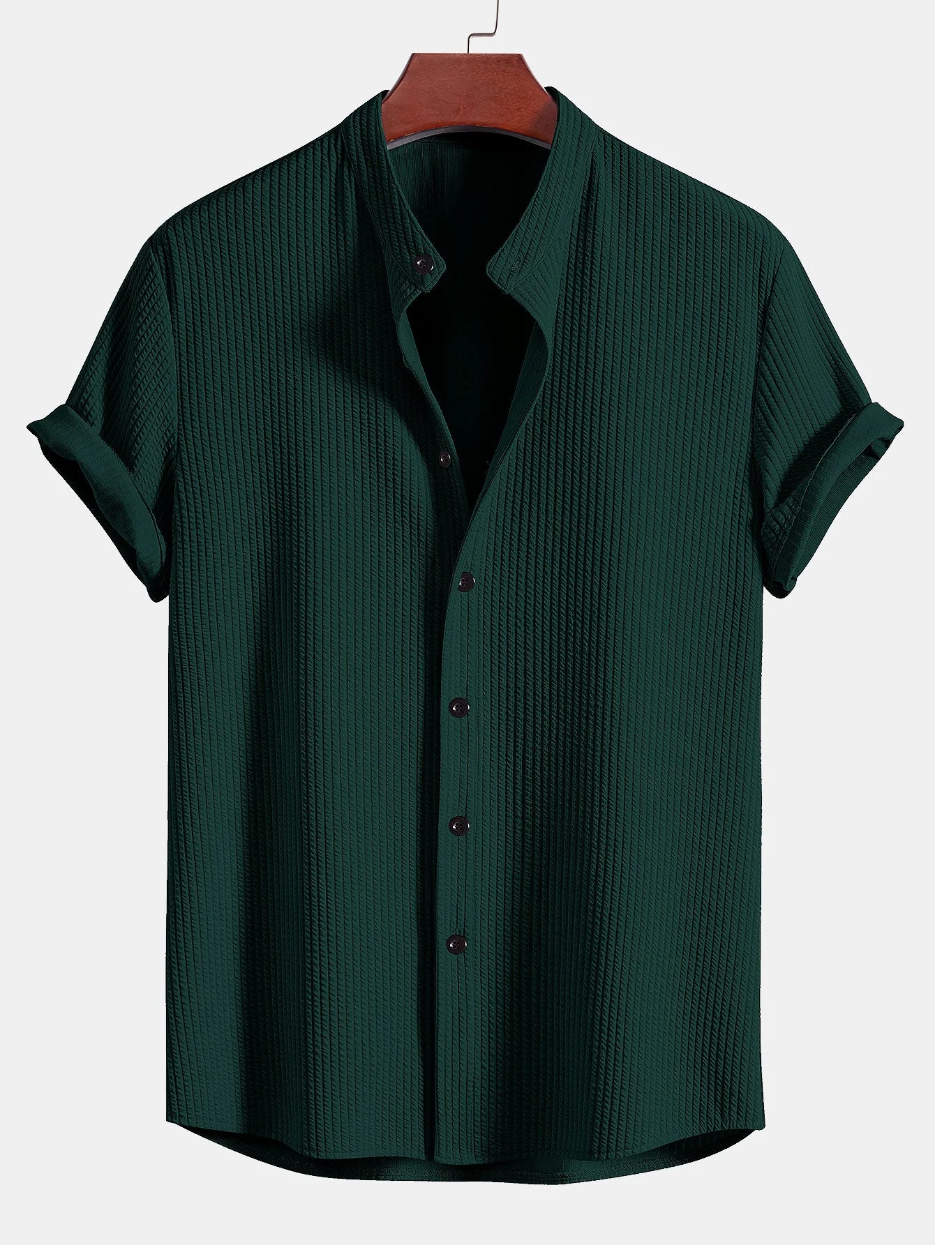 Byron® | Muscle Fit Ribbed Stand Collar Shirt - Image 4