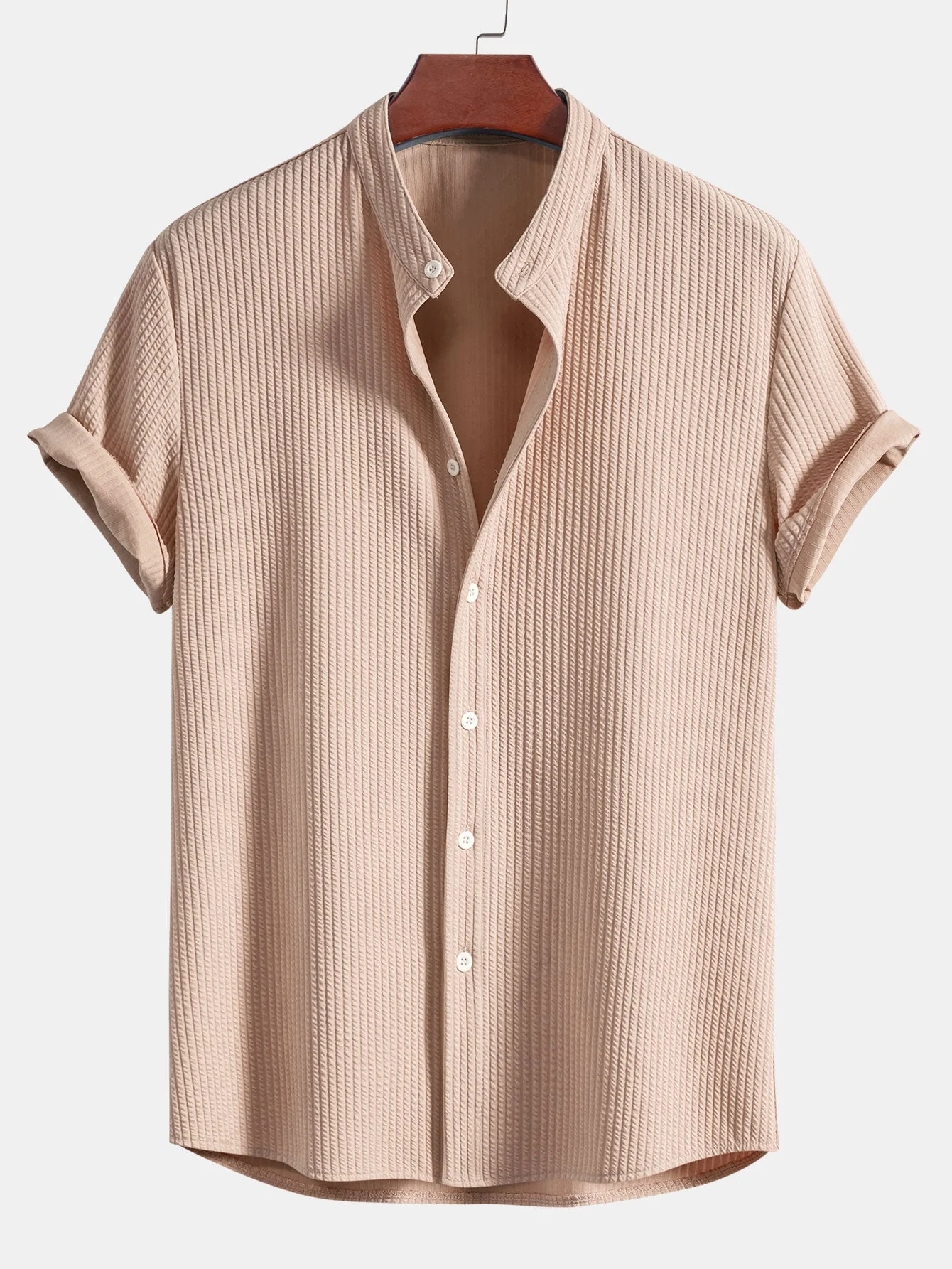 Byron® | Muscle Fit Ribbed Stand Collar Shirt - Image 6